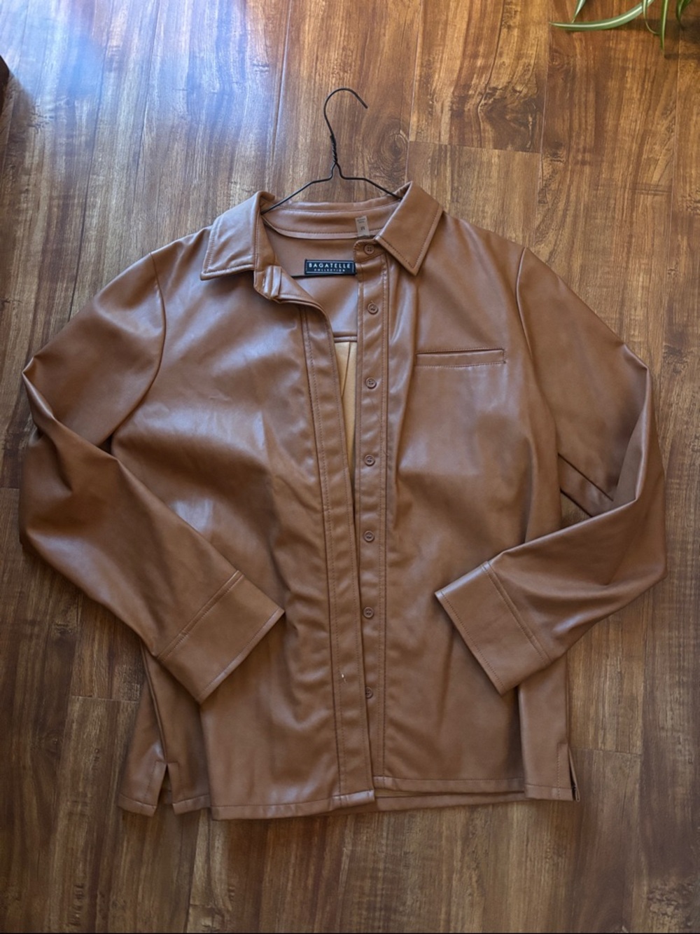 Bagatelle Brown Faux Leather Shirt Jacket